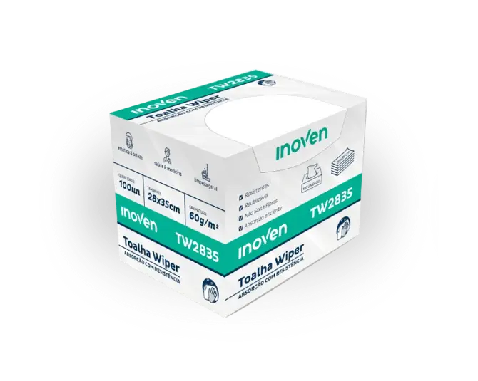 Toalha wiper, dobrada, caixa