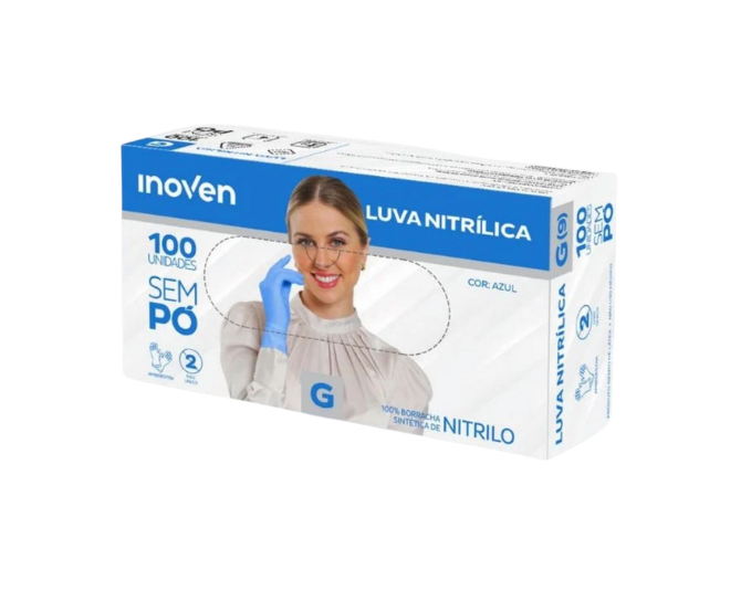 Luva Nitrílica, sem pó. P/M/G